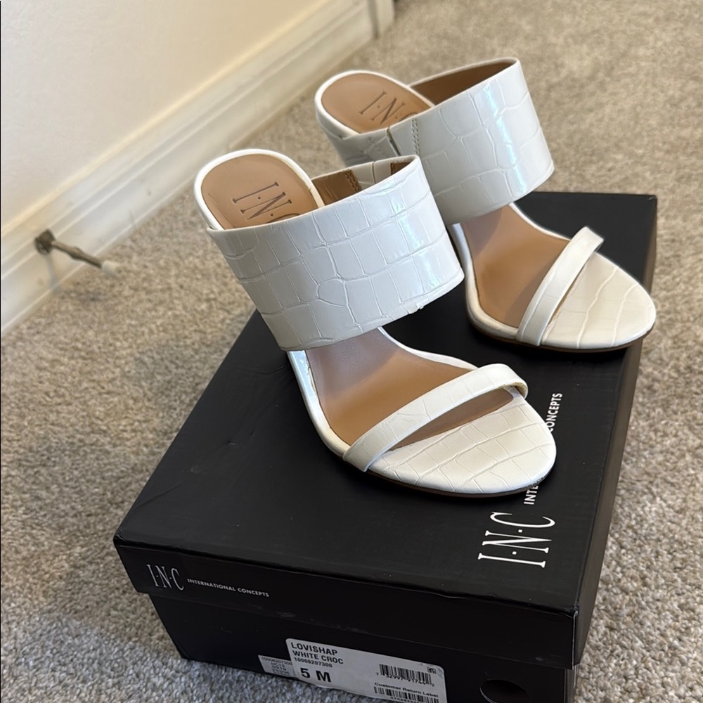 INC International Concepts Women's White Sandals